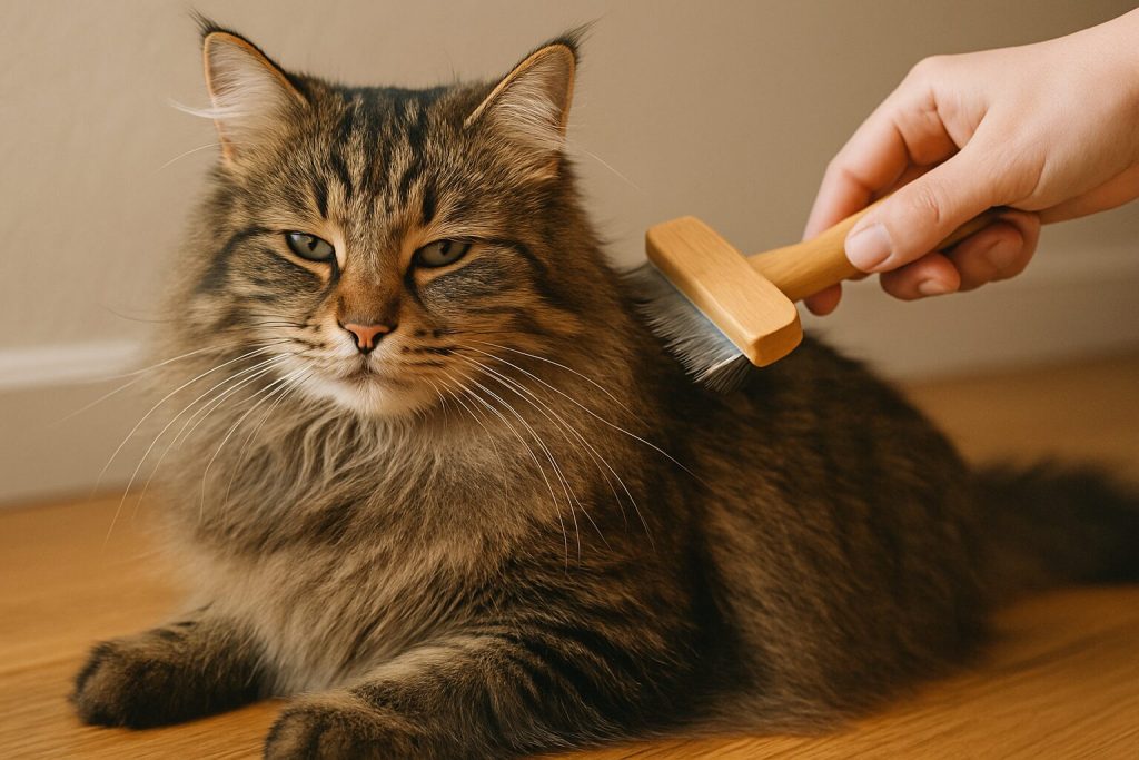 キジトラの長毛猫のケア