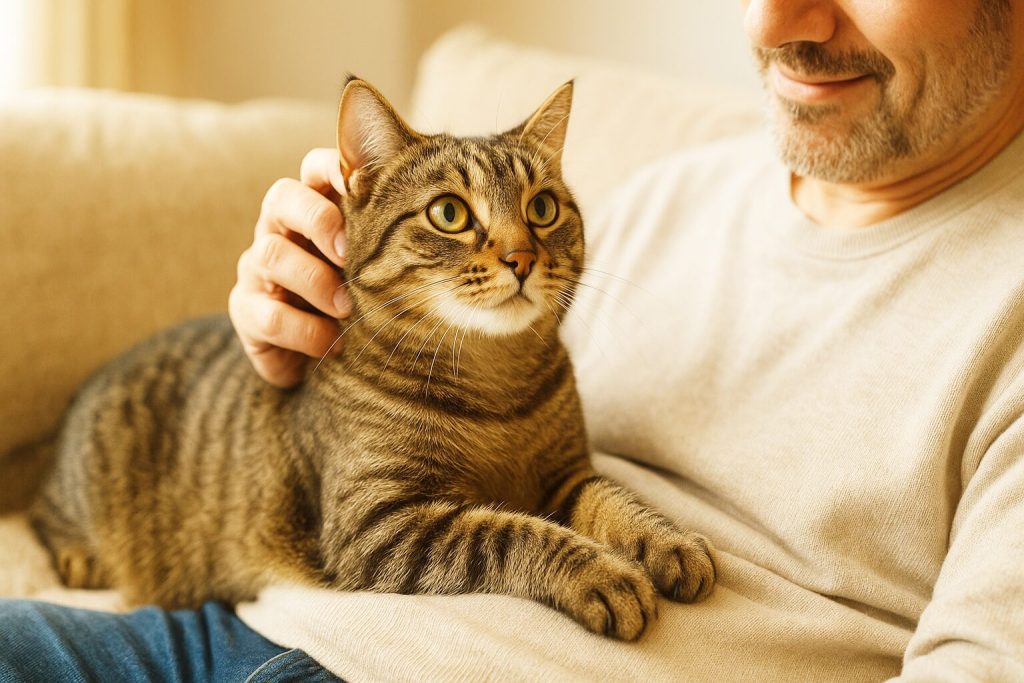 キジトラが甘えているところ