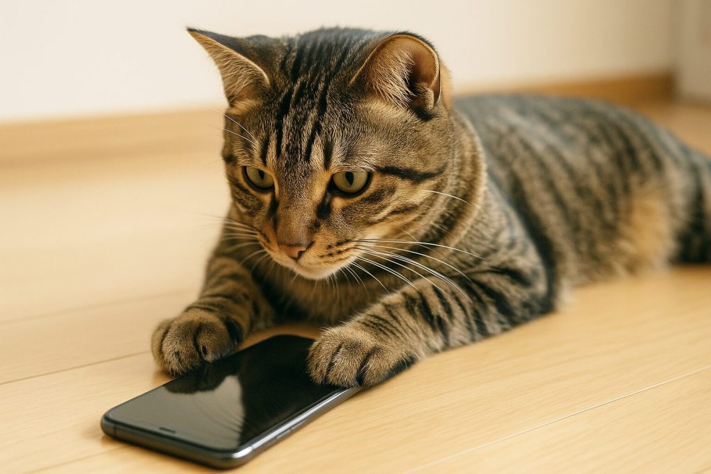 キジトラがSNSをやっているところ