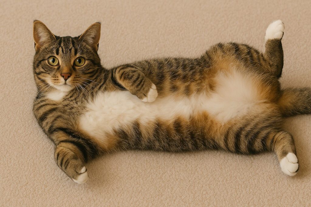 お腹が白いキジトラ猫