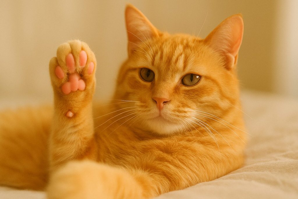 茶トラのピンクの肉球