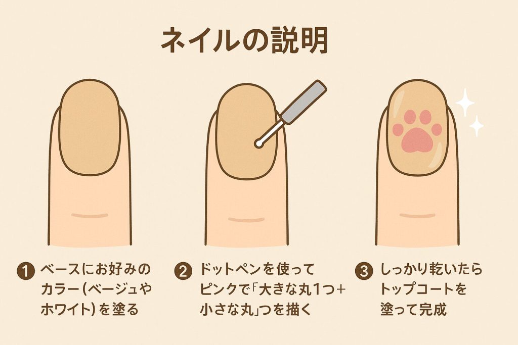 茶トラのセルフネイルのイラスト