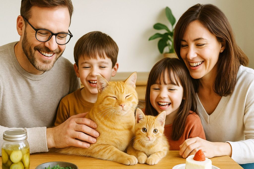 茶トラ猫と家族