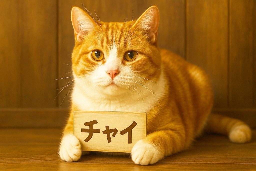 名前を決めた茶白猫