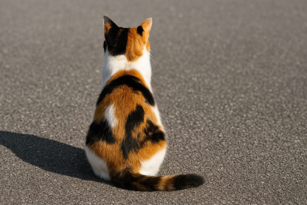 三毛猫の後ろ姿