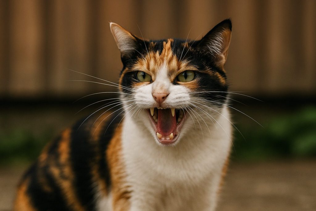 気が強い三毛猫