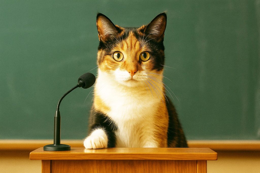 賢そうな三毛猫