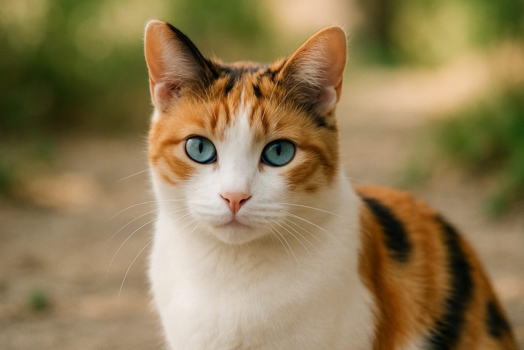 青い目の三毛猫