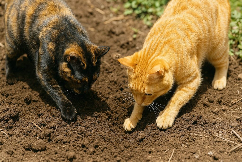 サビ猫と茶トラ猫が深掘りしている