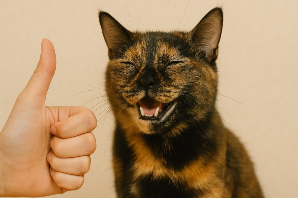 褒められているさび猫